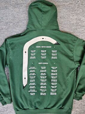 Zach Bryan Hoodie Men's Large Green Pullover Tour Dates Concert Merch 2023 EUC